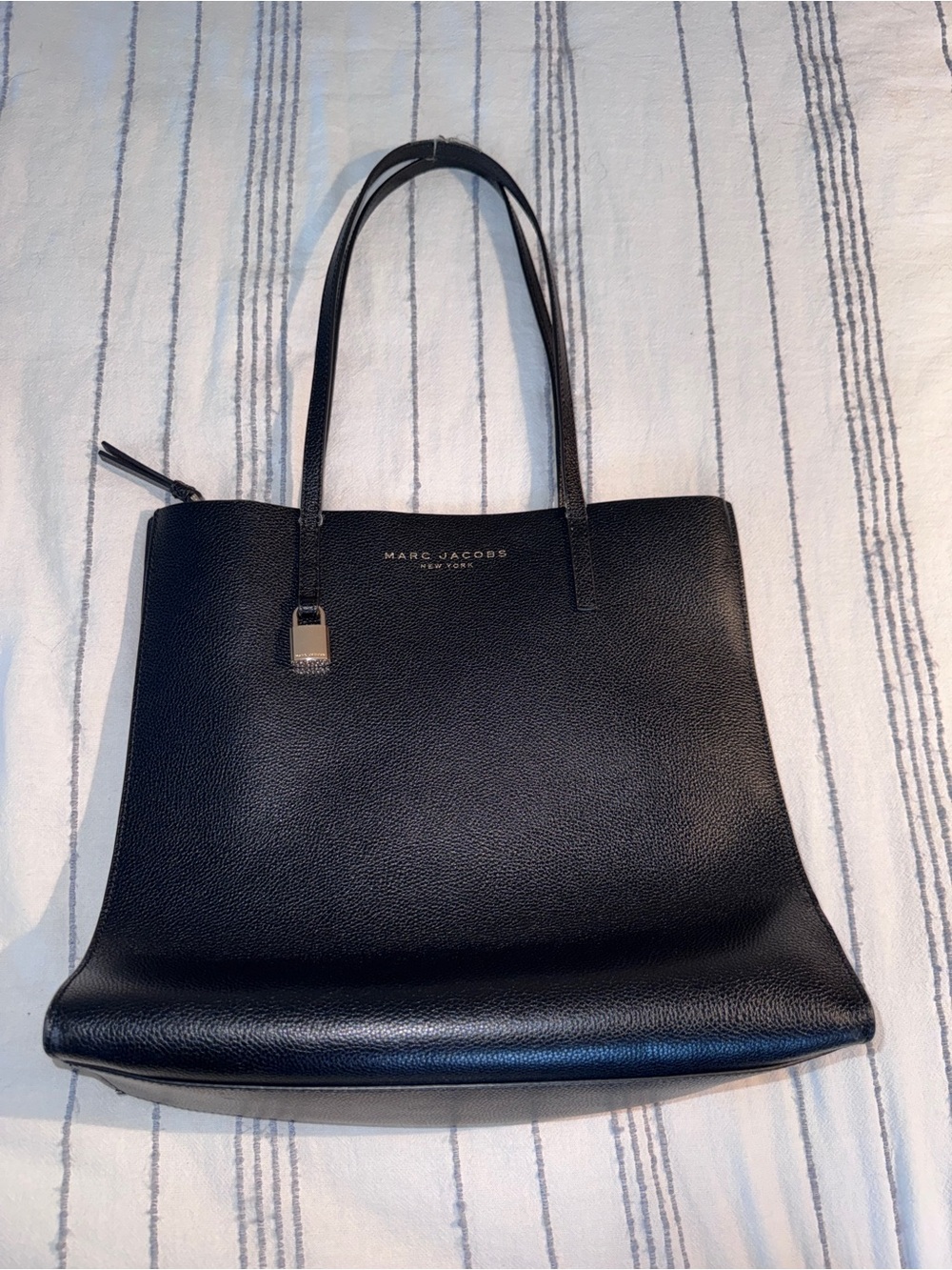 Marc Jacobs Black Pebbled Leather Tote with Top Handles